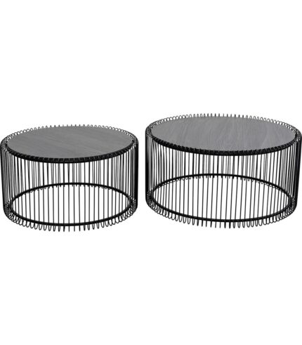 SET 2 MESE DE CAFEA WIRE BLACK WOOD