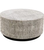 MASA DE CAFEA ROTUNDA ALB/NEGRU Ø76 CM PIANO