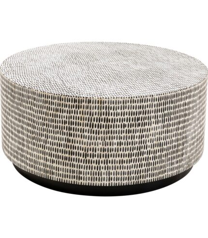 MASA DE CAFEA ROTUNDA ALB/NEGRU Ø76 CM PIANO