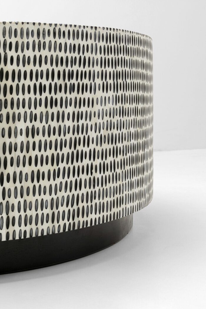 MASA DE CAFEA ROTUNDA ALB/NEGRU Ø76 CM PIANO