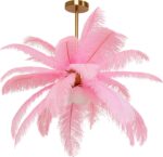 LUSTRĂ TIP PENDUL FEATHER PALM ROZ Ø60 CM