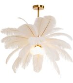 LUSTRĂ TIP PENDUL FEATHER PALM ALB Ø60 CM