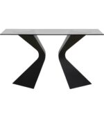 CONSOLA GLORIA CU BLAT DIN STICLA NEAGRA 140X81 CM