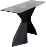 CONSOLA GLORIA CU BLAT DIN STICLA NEAGRA 140X81 CM
