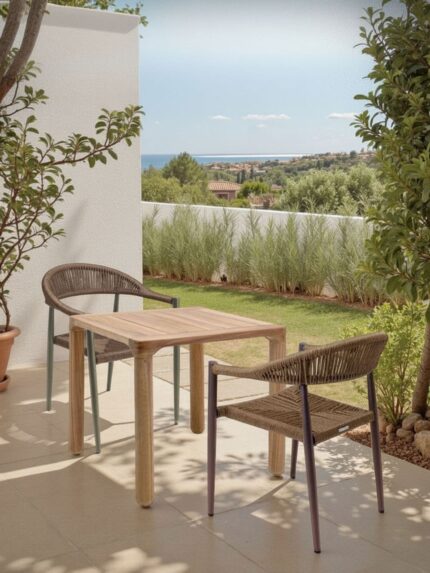 SCAUN DE GRADINA CU BRATE PALMA 57X77 CM BEJ