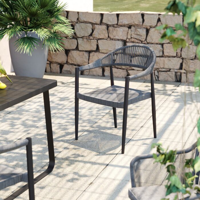 SCAUN DE GRADINA CU BRATE PALMA 57X77 CM GRI