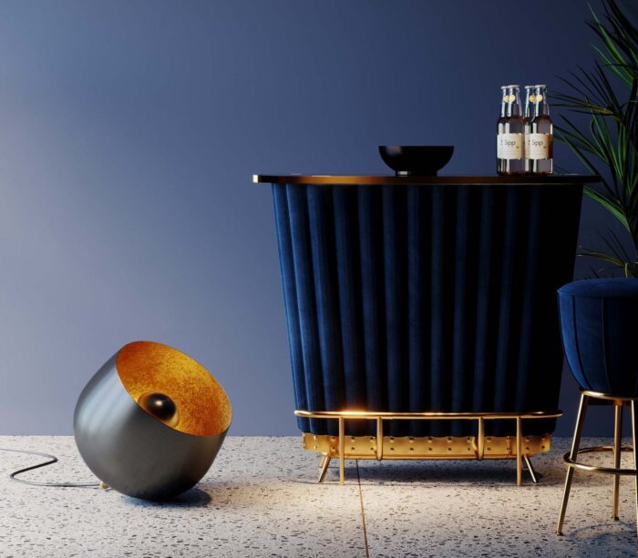 LAMPĂ DE PODEA NEAGRĂ APOLLON SMOOTH Ø50 CM