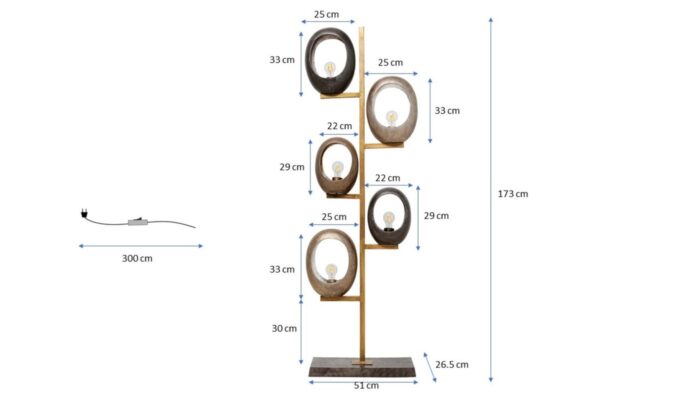 LAMPĂ DE PODEA FIVE LOOPS 57X173 CM
