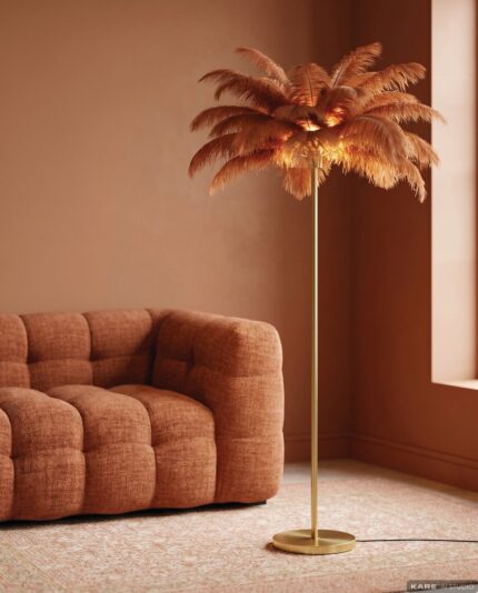 LAMPĂ DE PODEA FEATHER PALM RUSTY165 CM BAZA AURIE