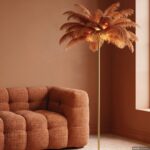 LAMPĂ DE PODEA FEATHER PALM RUSTY165 CM BAZA AURIE