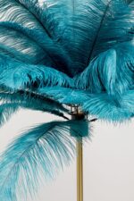LAMPĂ DE PODEA CU BAZA AURIE ȘI PENE VERZI FEATHER PALM 165 CM