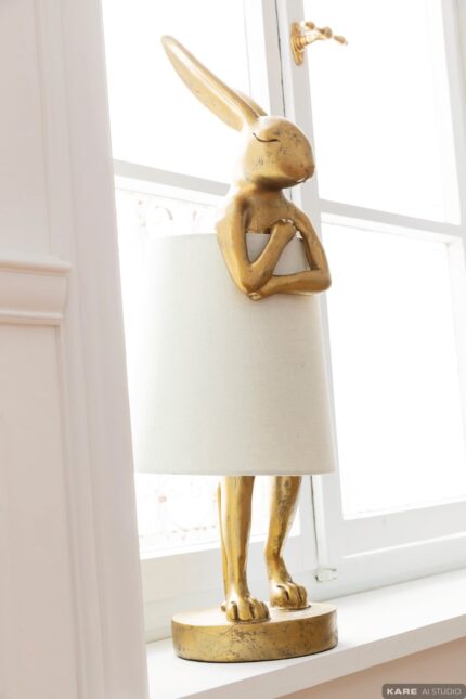VEIOZĂ ANIMAL RABBIT AURIU/ALB 50CM