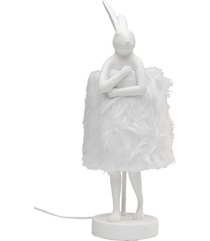 VEIOZĂ ANIMAL RABBIT FUR ALB/ARGINTIU 50 CM