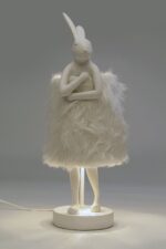 VEIOZĂ ANIMAL RABBIT FUR ALB/ARGINTIU 50 CM