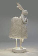 VEIOZĂ ANIMAL RABBIT FUR ALB/ARGINTIU 50 CM