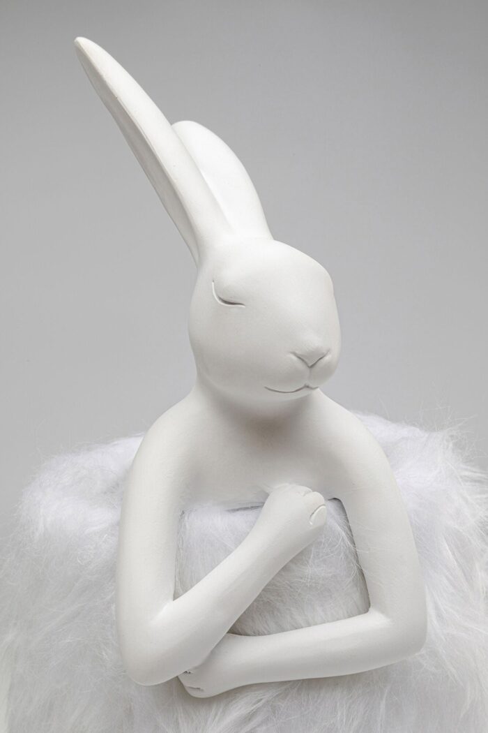 VEIOZĂ ANIMAL RABBIT FUR ALB/ARGINTIU 50 CM