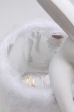 VEIOZĂ ANIMAL RABBIT FUR ALB/ARGINTIU 50 CM