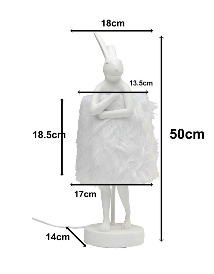 VEIOZĂ ANIMAL RABBIT FUR ALB/ARGINTIU 50 CM