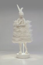 VEIOZĂ ANIMAL RABBIT FUR ALB/ARGINTIU 68 CM