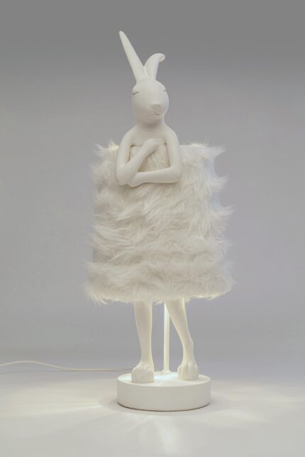 VEIOZĂ ANIMAL RABBIT FUR ALB/ARGINTIU 68 CM
