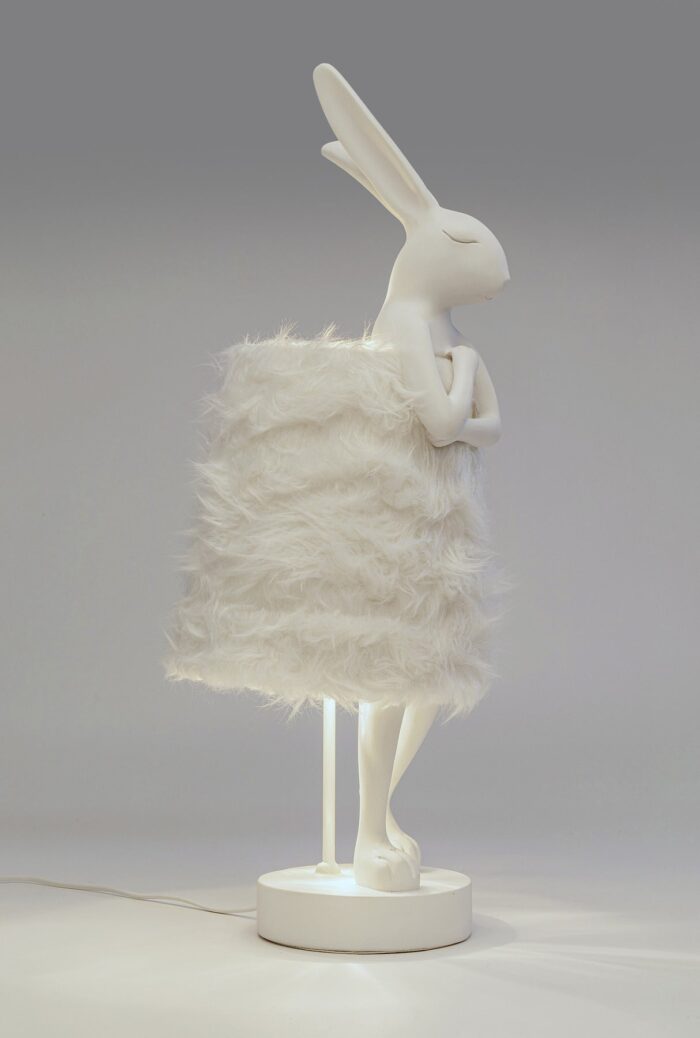 VEIOZĂ ANIMAL RABBIT FUR ALB/ARGINTIU 68 CM