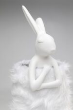 VEIOZĂ ANIMAL RABBIT FUR ALB/ARGINTIU 68 CM