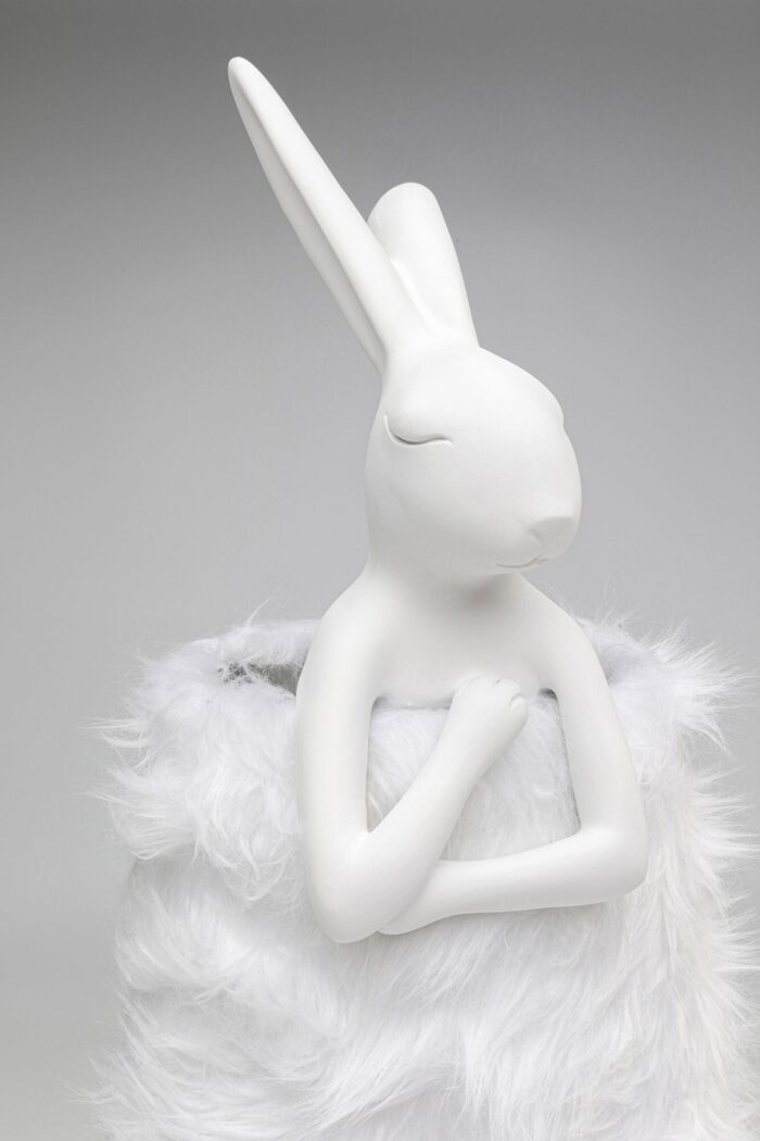VEIOZĂ ANIMAL RABBIT FUR ALB/ARGINTIU 68 CM