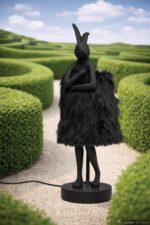 VEIOZĂ ANIMAL RABBIT FUR NEGRU/AURIU 50 CM