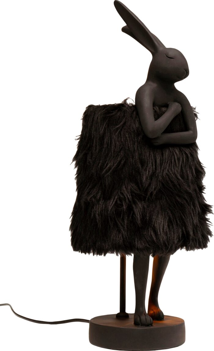 VEIOZĂ ANIMAL RABBIT FUR NEGRU/AURIU 50 CM