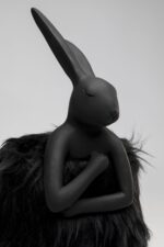 VEIOZĂ ANIMAL RABBIT FUR NEGRU/AURIU 50 CM