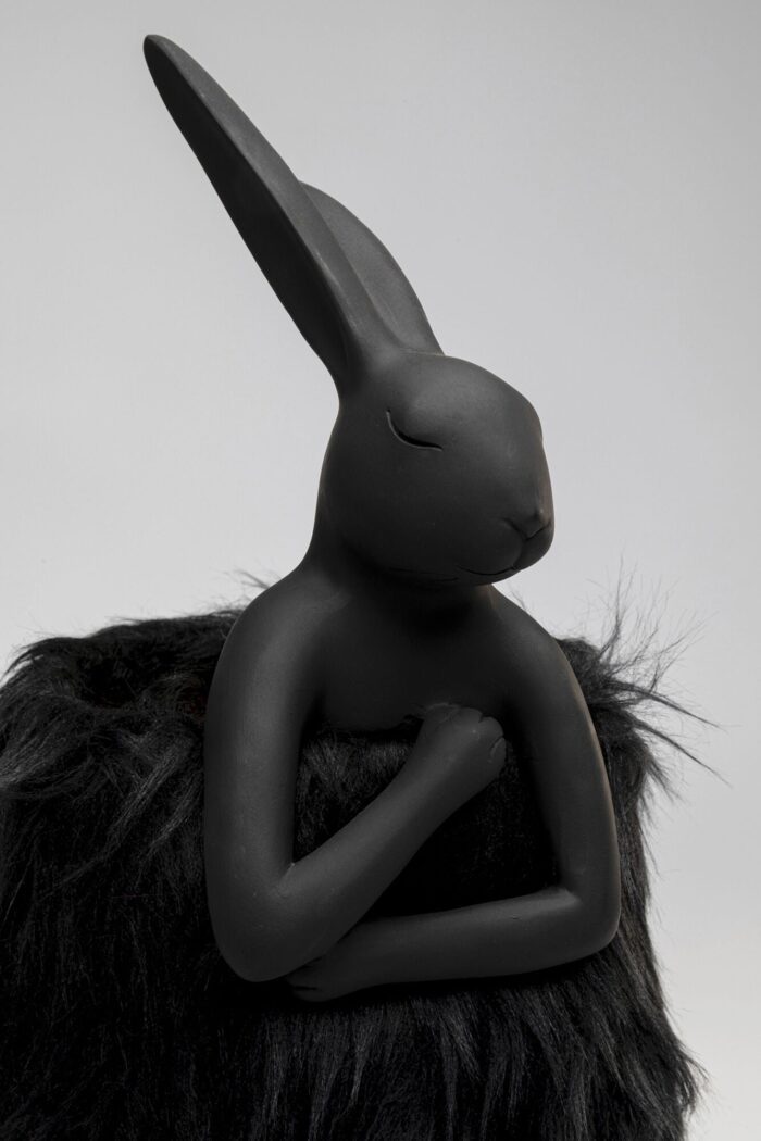 VEIOZĂ ANIMAL RABBIT FUR NEGRU/AURIU 50 CM