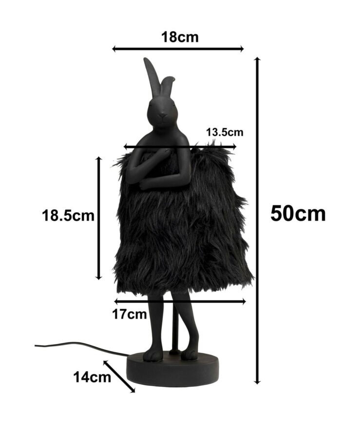 VEIOZĂ ANIMAL RABBIT FUR NEGRU/AURIU 50 CM