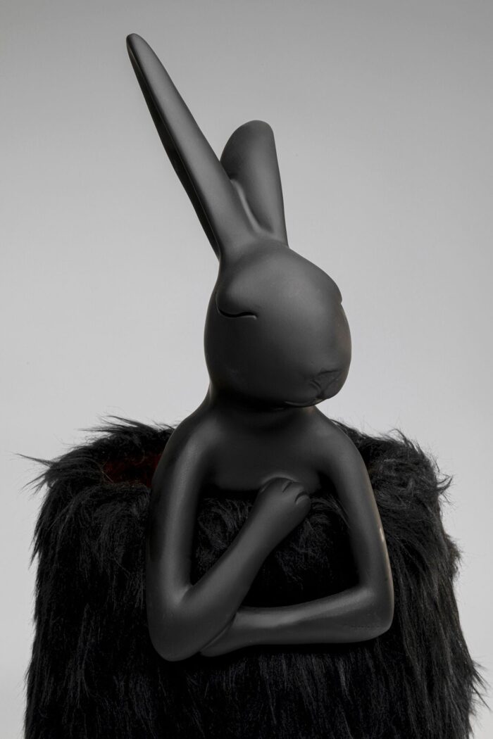 VEIOZĂ ANIMAL RABBIT FUR NEGRU/AURIU 68 CM