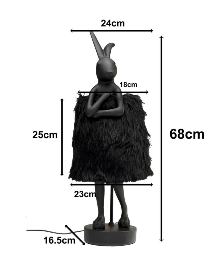 VEIOZĂ ANIMAL RABBIT FUR NEGRU/AURIU 68 CM