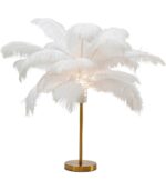 VEIOZĂ CU BAZA AURIE ȘI PENE ALBE FEATHER PALM 60 CM