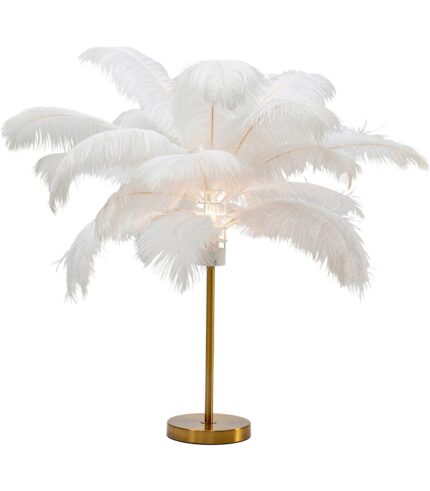 VEIOZĂ CU BAZA AURIE ȘI PENE ALBE FEATHER PALM 60 CM