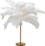 VEIOZĂ CU BAZA AURIE ȘI PENE ALBE FEATHER PALM 60 CM