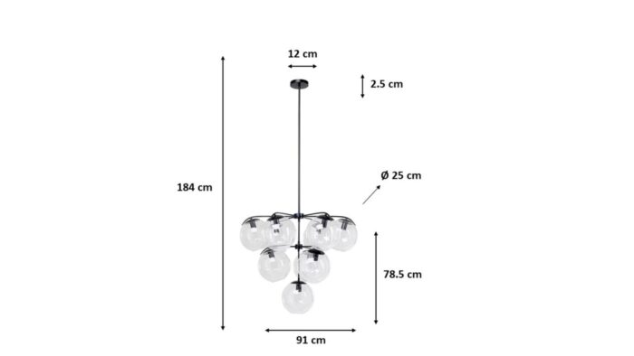 PENDUL LASMINA BUNCH NEGRU Ø91 CM
