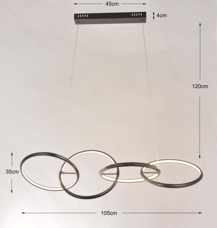LUSTRĂ LED GALAXY NEGRU 155 CM