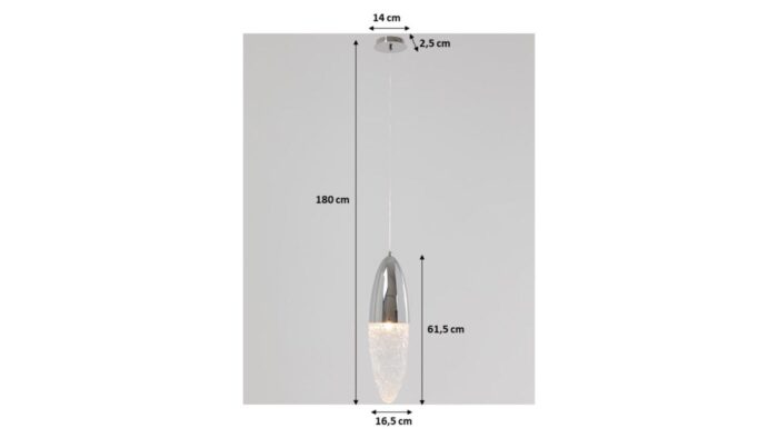 LUSTRĂ CU ABAJUR DIN STICLĂ TRANSPARENTA FROZEN Ø17X60 CM