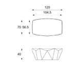 Măsuță de cafea Diamond Medium din piatră fosilă – schiță tehnică
