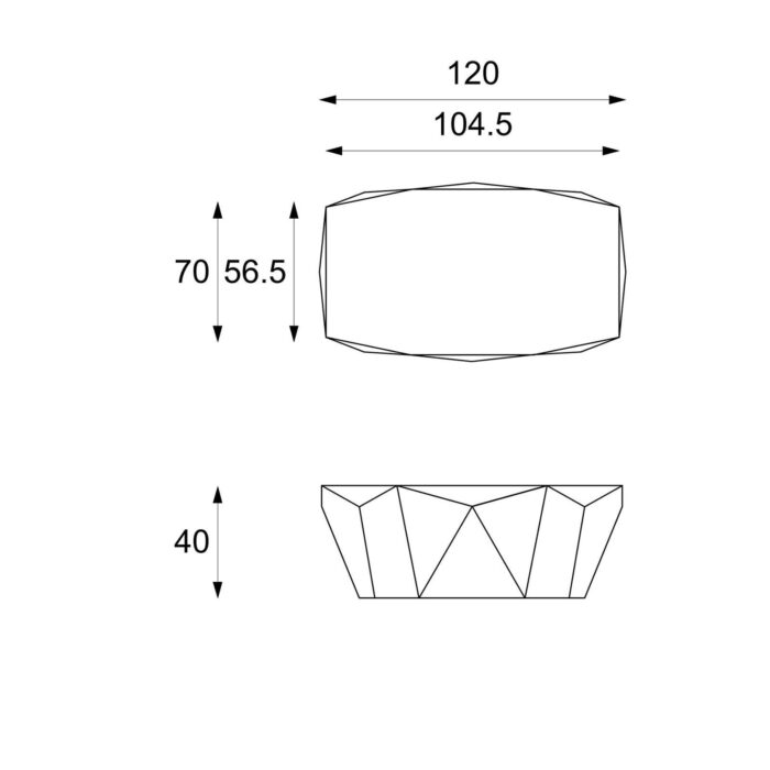 Măsuță de cafea Diamond Medium din piatră fosilă – schiță tehnică