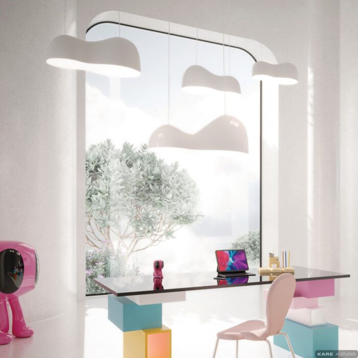 LUSTRĂ CLOUD BEAM DOUBLE ALBĂ 70 CM