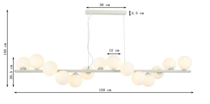 LUSTRĂ SCALA BALLS MILKY GREJ 150 CM