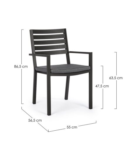 Scaun Helina Antracit Lh32 cu Cotiere cu Pernă
