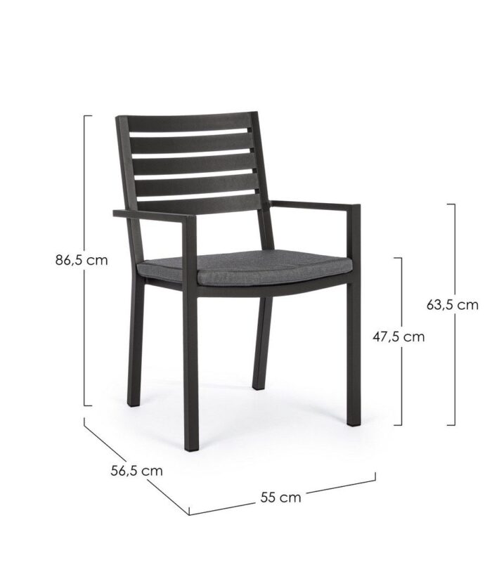 Scaun Helina Antracit Lh32 cu Cotiere cu Pernă