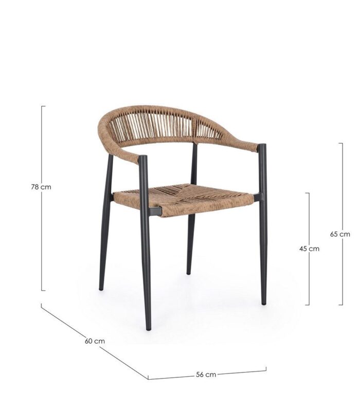 Scaun Jandia Antracit Sa26/Natural cu Cotiere