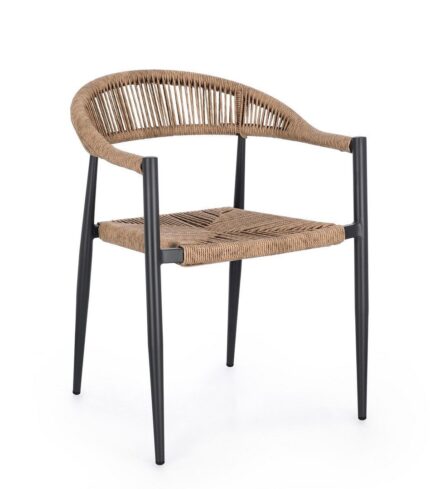 Scaun Jandia Antracit Sa26/Natural cu Cotiere