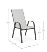 Scaun Martinez Gri Deschis cu Cotiere