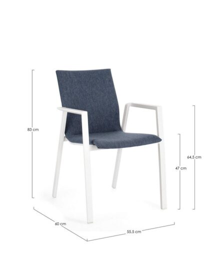 Scaun Odeon Alb/Denim Jx11 cu Cotiere